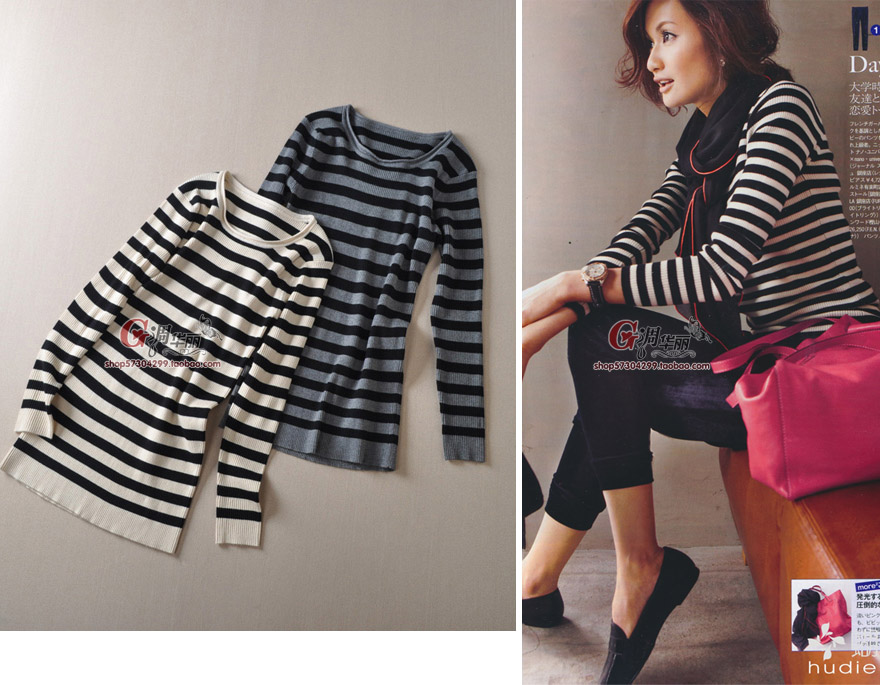 free shipping  -  autumn and winter stripe long-sleeve slim sweater basic pullover shirt sweater female 0536