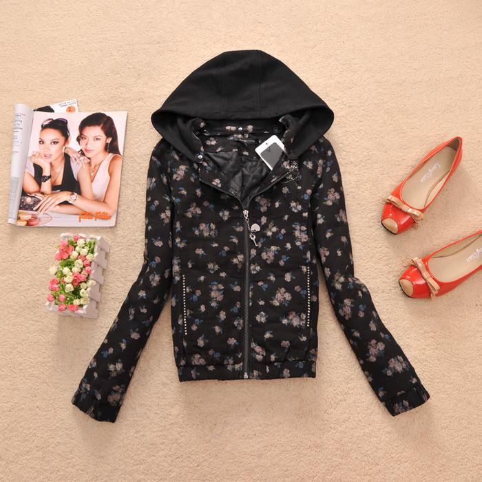 Free shipping Autumn and winter sweet with a hood casual short jacket small cotton-padded jacket wadded jacket