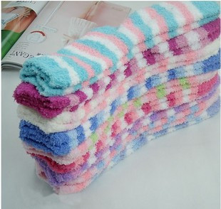 Free shipping! Autumn and winter thickening candy  floor &plush  christmas socks slip-resistant