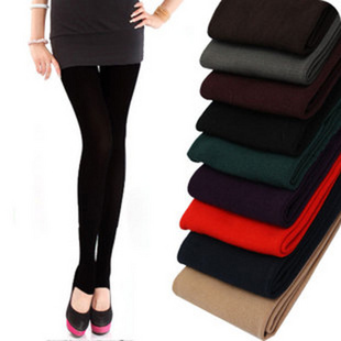 free shipping Autumn and winter thickening stockings elastic brushed legging ankle length trousers boot cut jeans female