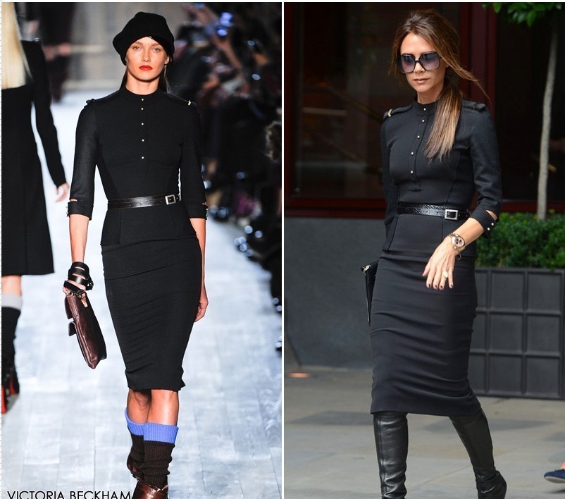 Free shipping, autumn and winter victoria  beckham star style slim waist slim hip half sleeve one-piece dress black long