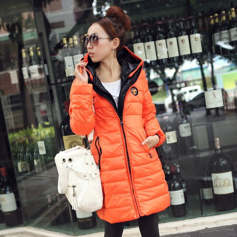 free shipping autumn and winter with a hood slim thickening wadded jacket female medium-long cotton-padded jacket