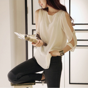 free shipping Autumn autumn new arrival strapless t-shirt elegant shirt ladies chiffon top