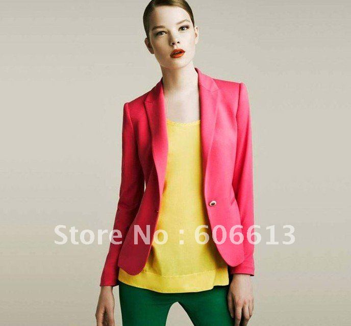 Free Shipping Autumn Candy Colors Trench Coat Silm Hip blazers clothes button style Overcoat Outwear 6Colors Available 3pcs/lot