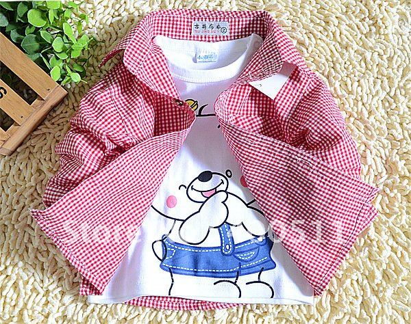 free shipping autumn children clothing boys plaid shirt clothes girls shirt long sleeve 1158g