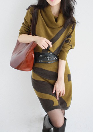 Free shipping autumn dress, lady sweater bat sleeve package hip dress, sweater