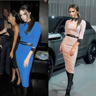 free shipping ~ autumn female fashion victoria slim hip elegant turn-down collar one-piece dress
