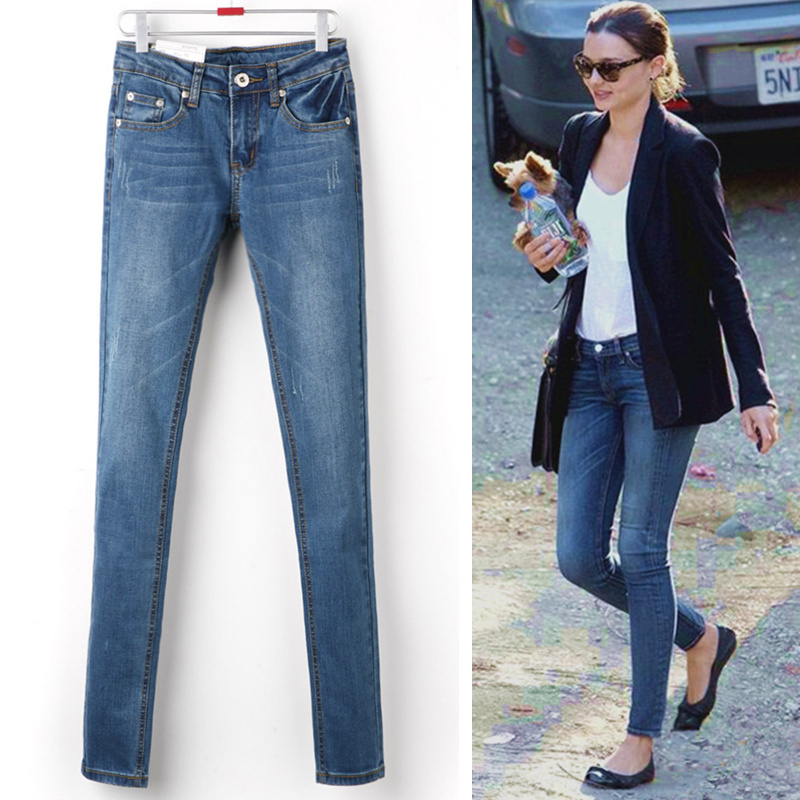 Free shipping, Autumn jeans female pants pencil pants slim blue female jeans boot cut jeans