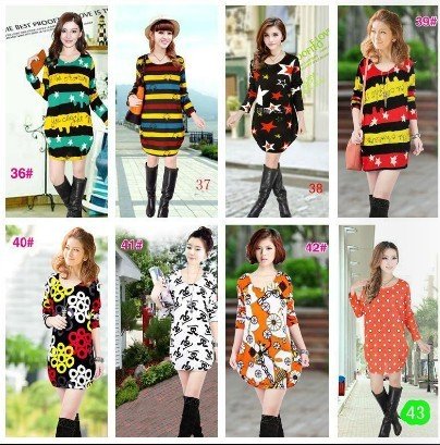 Free Shipping Autumn long sleeve base sweater dress/new fashion women's round neck long embroidered women dress