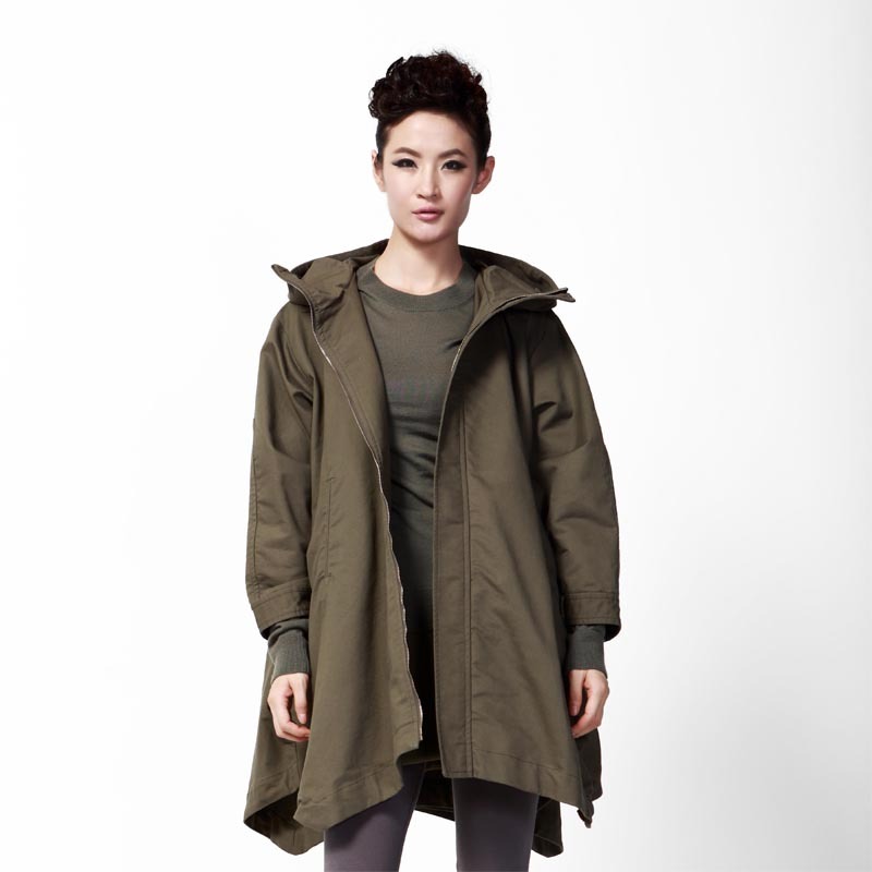 FREE SHIPPING   autumn loose 100% cotton trench 5a626l9
