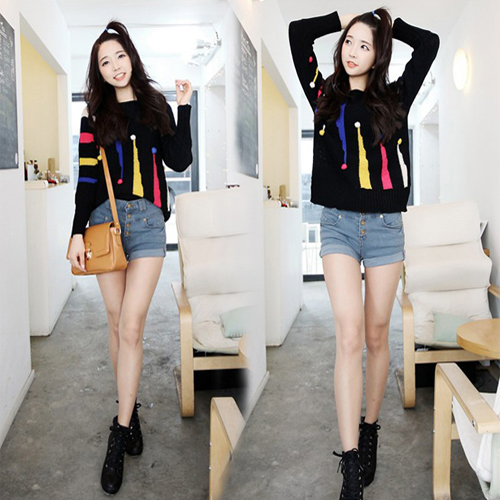 Free shipping Autumn loose batwing shirt sweater embroidered loose batwing sleeve slit neckline sweater