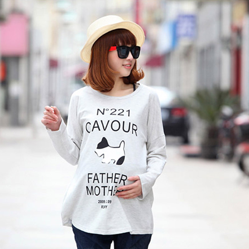 free shipping Autumn maternity clothing fashion cartoon dog loose sweatshirt plus size clothing long-sleeve T-shirt
