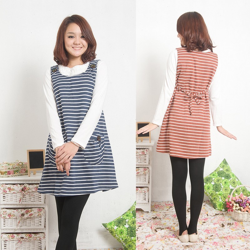 Free shipping Autumn maternity suspender skirt maternity sleeveless tank dress fashion stripe maternity one-piece dress