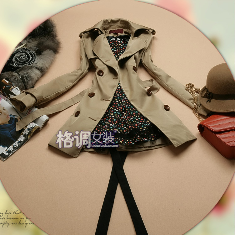 Free shipping Autumn new arrival 2013 trench autumn women's outerwear double breasted british style fashion trench