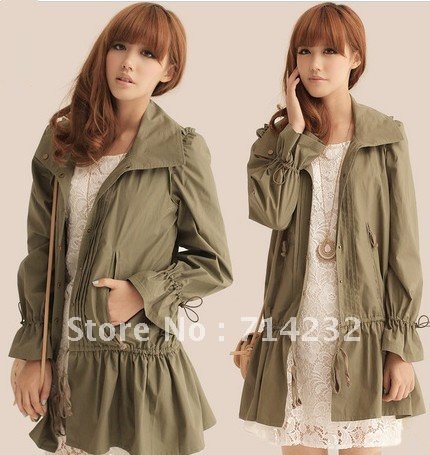 Free shipping! Autumn new arrival bow slim overcoat  tooling sweet lace thin  femail trench coat