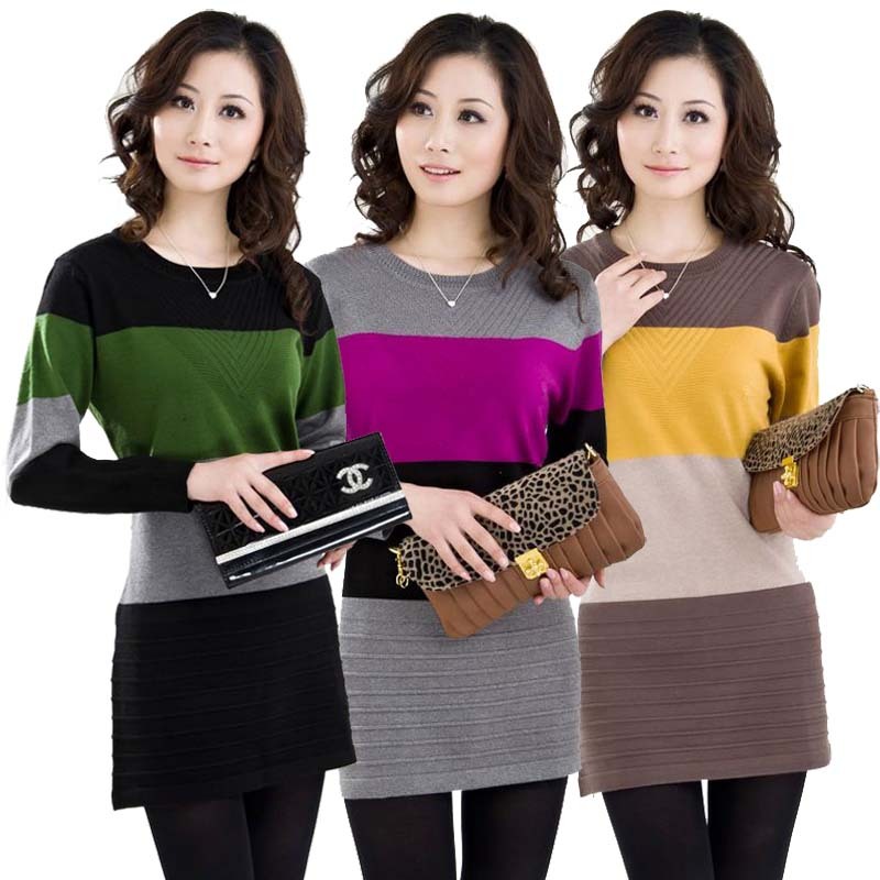 Free shipping Autumn new arrival HENG YUAN XIANG women's cashmere basic shirt wool sweater one-piece dress outerwear
