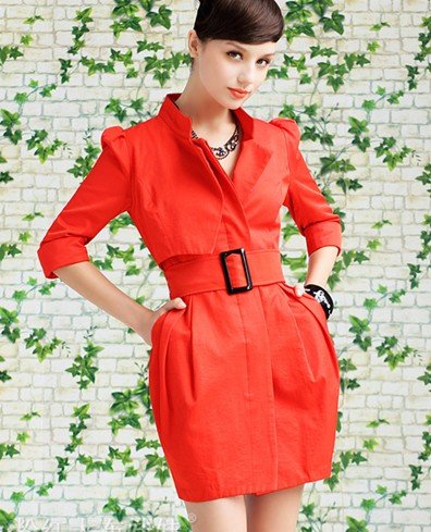 Free Shipping Autumn New Arrival High Quality Elegant Collect Waist Half Sleeve Coat