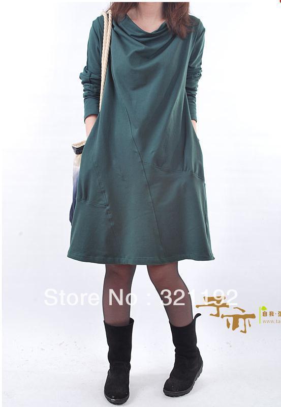 Free shipping autumn new arrival women's casual loose dress autumn and winter basic skirt plus size autumn one-piece dress