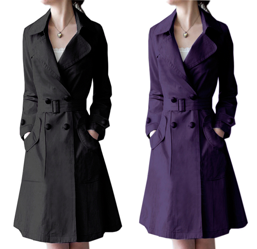 Free Shipping Autumn new arrival women's plus size extra large ol women's suit collar slim double breasted long trench outerwear