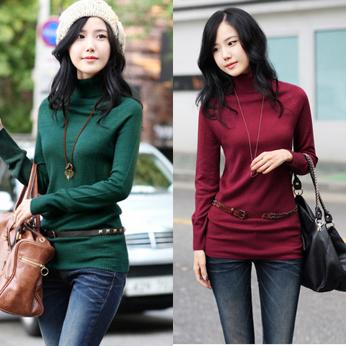 Free shipping Autumn new arrival women's sweater slim long-sleeve sweater turtleneck sweater basic shirt m114