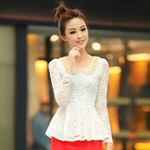 Free shipping Autumn new Korean version  long-sleeved Slim lace shirt /women's tops/Wholesale & Retail