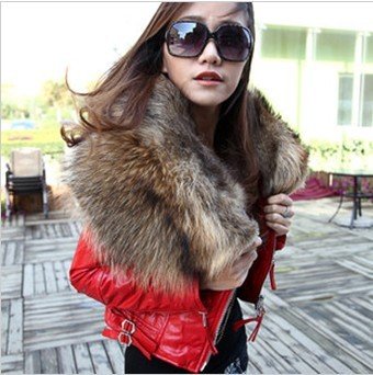 Free shipping Autumn outfit new leather brief paragraph cultivate one's morality raccoon collars leather fur coat