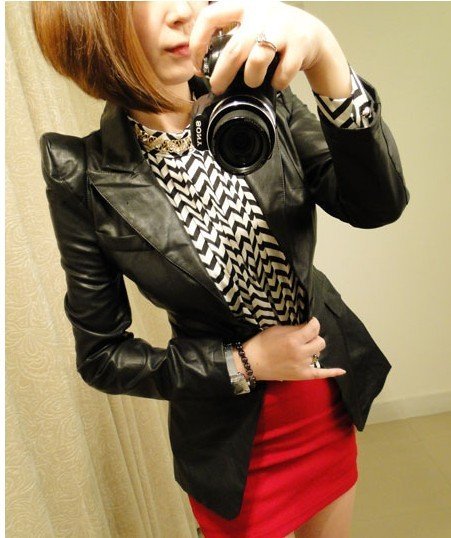 Free shipping Autumn outfit new shoulder pads after shrug open fork cultivate one's morality skin suit jacket
