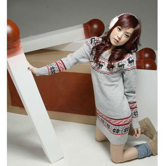 free shipping  autumn spring free size  fashion long women sweater.snidel style clothing  loose printed knitwear swt2-2331