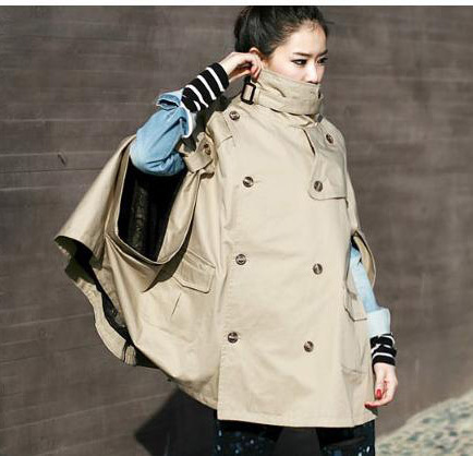 free shipping Autumn trench british style casual short design cloak trench female outerwear spring and autumn cloak overcoat