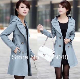 Free shipping autumn trench female formal elegant ol work wear slim brief lacing corsage silk 1pcs/lot