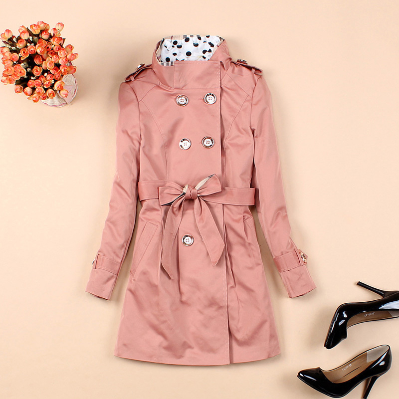 free shipping Autumn trench outerwear 2012 women's slim stand collar long-sleeve thermal trench outerwear 2614