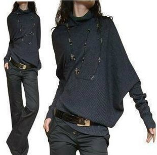Free shipping Autumn turtleneck plus size clothing autumn and winter sweater outerwear 2012 batwing shirt loose sweater