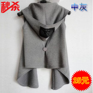 free shipping Autumn vest women's loose cardigan plus size cape sweater outerwear vest