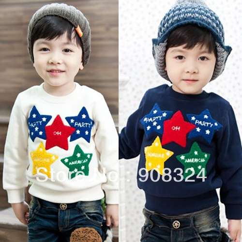 free shipping autumn winter cute party five-pointed star thick Children's Hoodies hot design boys girls baby fleece