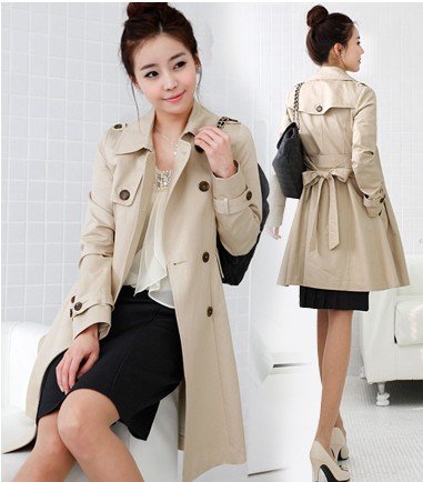 Free Shipping Autumn Winter New Arrival Individual Double Breasted Collect Waist Long Coat