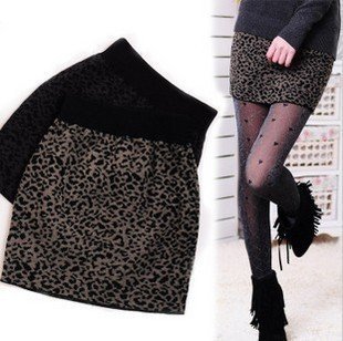 free shipping autumn&winter women skirts high quality cotton+wool slim Leopard lady leather size S-XL Low price for credit