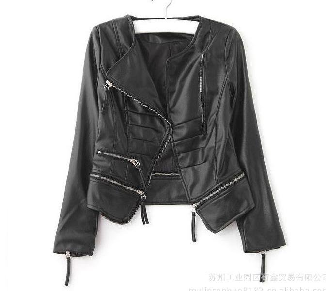 Free shipping Autumn Women Clothing New Fashion Women's Slim Zipper PU Leather Jacket Lady Coat Outerwear