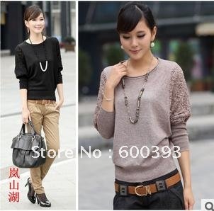 Free Shipping Autumn Women's Knit pullovers wraps lace swater Top Knitwear,Ladies' Sweater S003