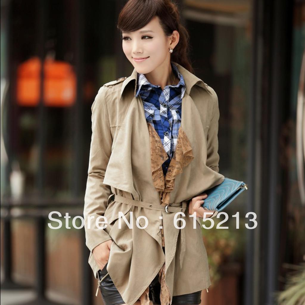 Free shipping autumn women's long-sleeve trench coat dress plus size