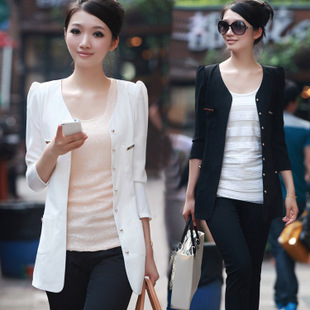 Free Shipping Autumn Women's Medium-long Slim Elegant Blazer Jackets