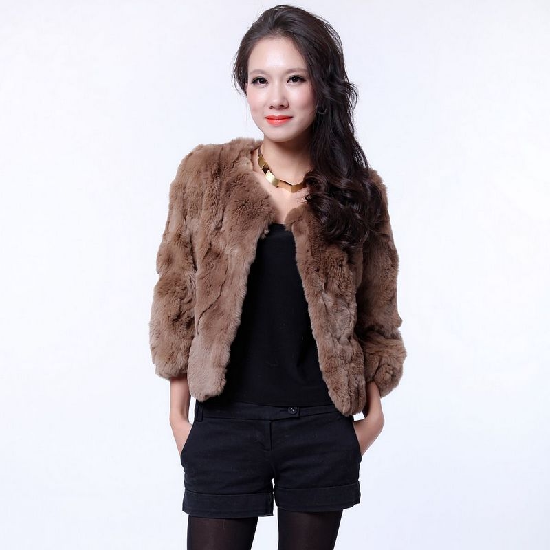 Free shipping. Autumn women's new arrival fashion fur short design rabbit fur coat genuine leather cape