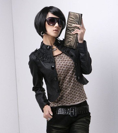 Free shipping Autumn Women's stand Collar PU Leather Jacket Short Coat Mini Lady Outerwear 903