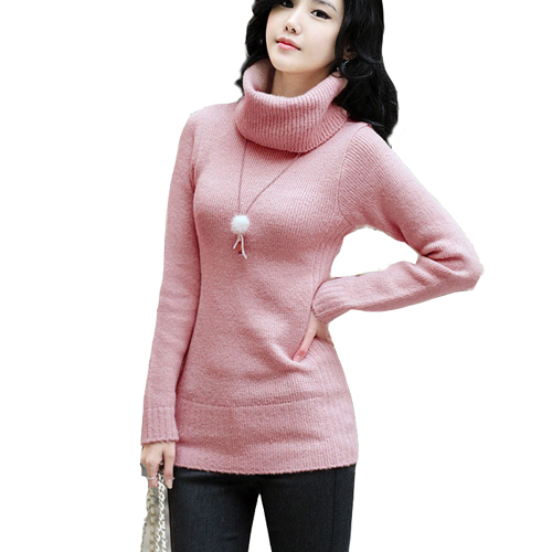 Free shipping Autumn women's sweater thickening sweater female long-sleeve turtleneck medium-long sweater basic shirt