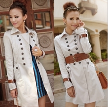 FREE SHIPPING  autumn women's trench female outerwear spring and autumn medium-long slim trench outerwear female #009