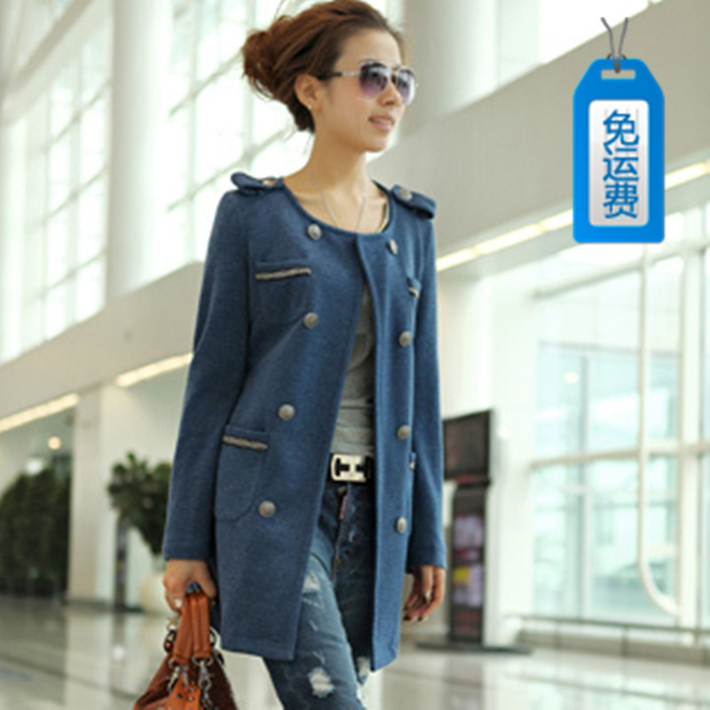 Free shipping Autumn women's trench outerwear female women's plus size top breasted trench slim outerwear