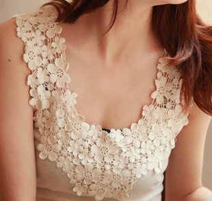 free shipping Ayomi lace decoration basic vest cutout patchwork