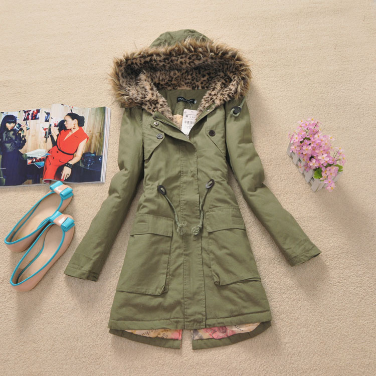 Free shipping! Az09 female caps drawstring slim medium-long double pocket wadded jacket cotton-padded jacket 0.92 single