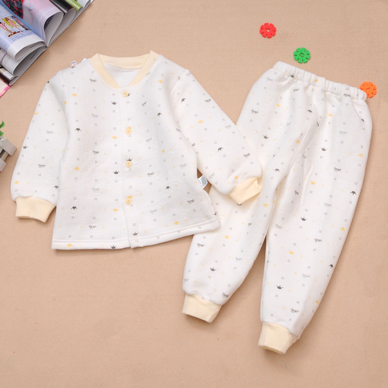 Free Shipping Baby child thermal underwear cardigan set 2 - 5 underwear male child female child 100% cotton 7673