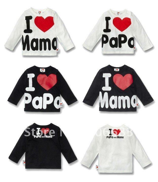 Free shipping Baby clothes, i love papa mama baby shirt/T-Shirt boy & girl Long-Sleeve Shirt,Infants & Toddlers T shirt
