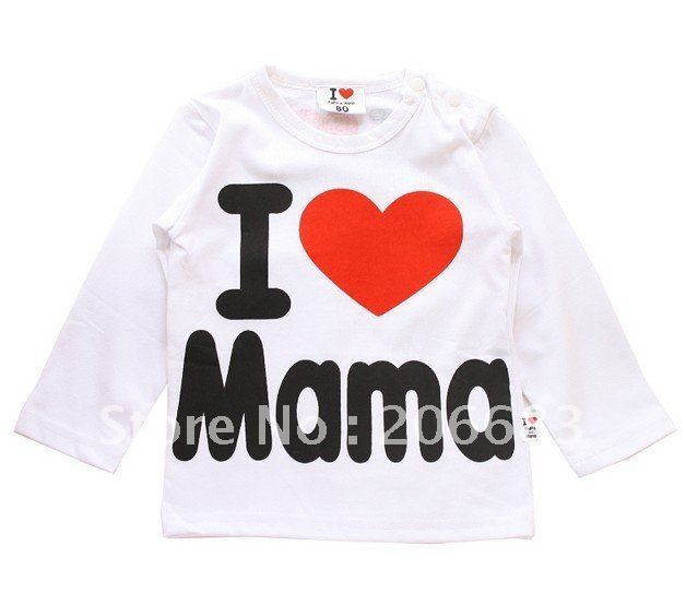 Free shipping Baby clothes, i love papa mama baby shirt/T-Shirt boy & girl Long-Sleeve Shirt,Infants & Toddlers T shirt